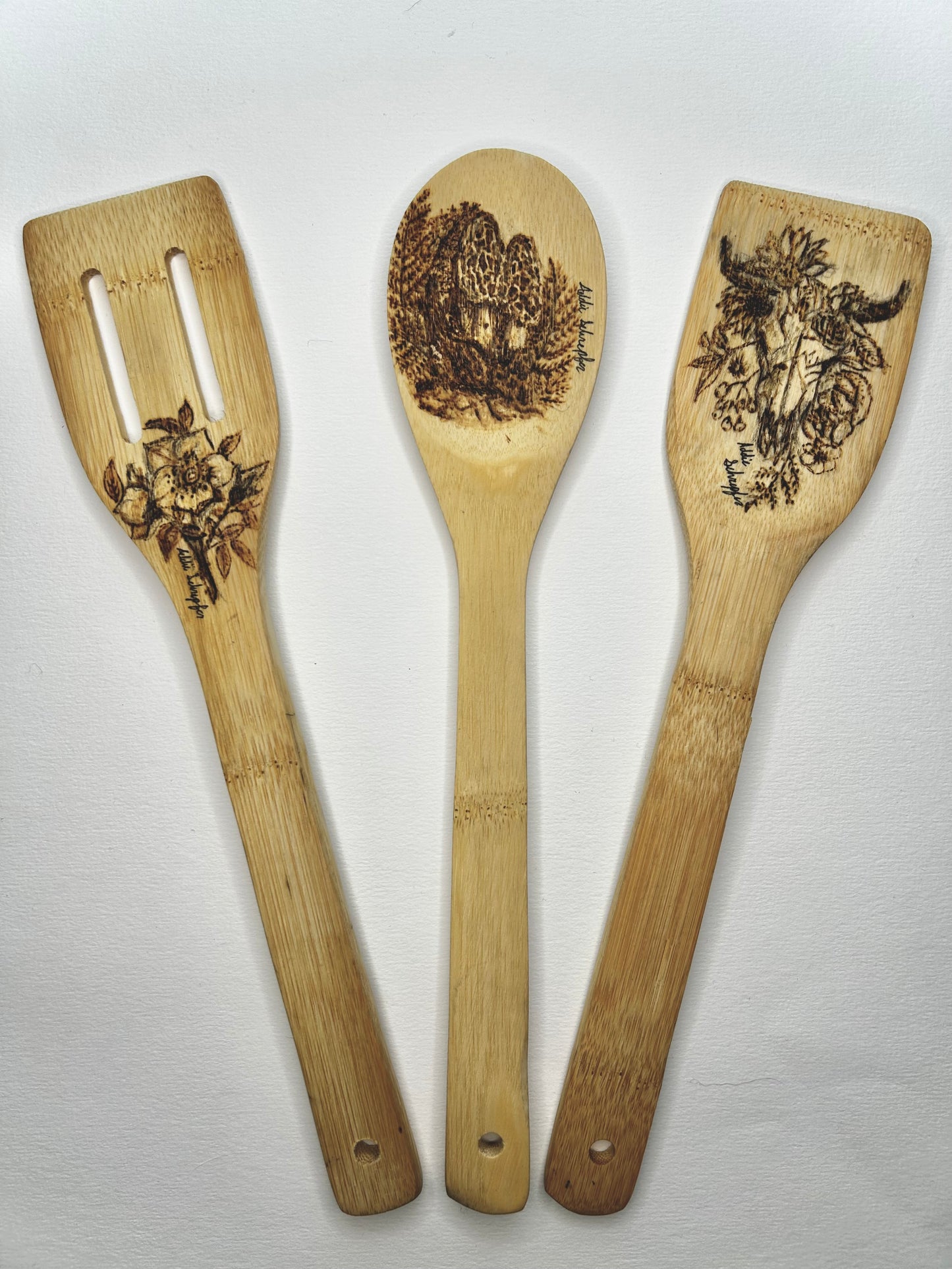 wood burned spoons