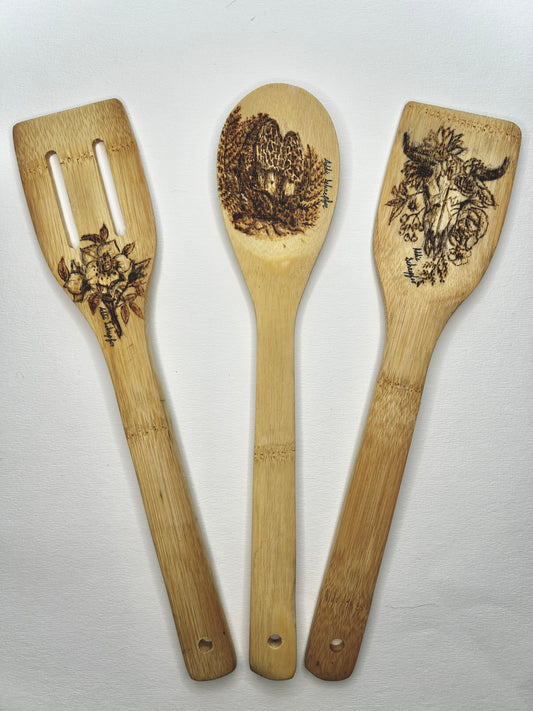wood burned spoons